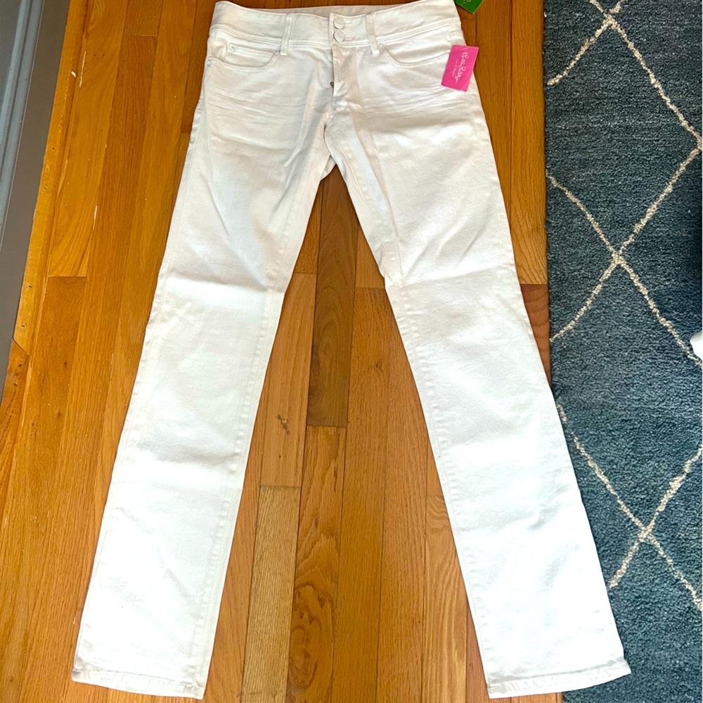 Lilly Pulitzer white denim Worth straight jeans in resort white Size 4